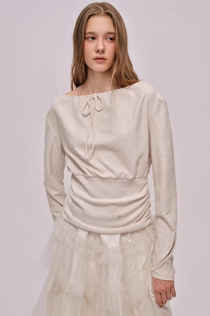 Slanted Shoulder Patchwork Top