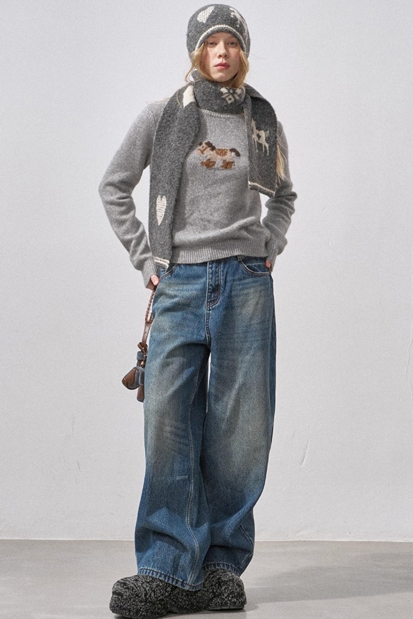 Retro Fleece-Lined Denim Pants