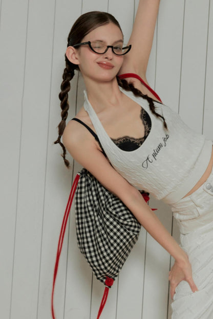 Retro Color Clash Halter Top