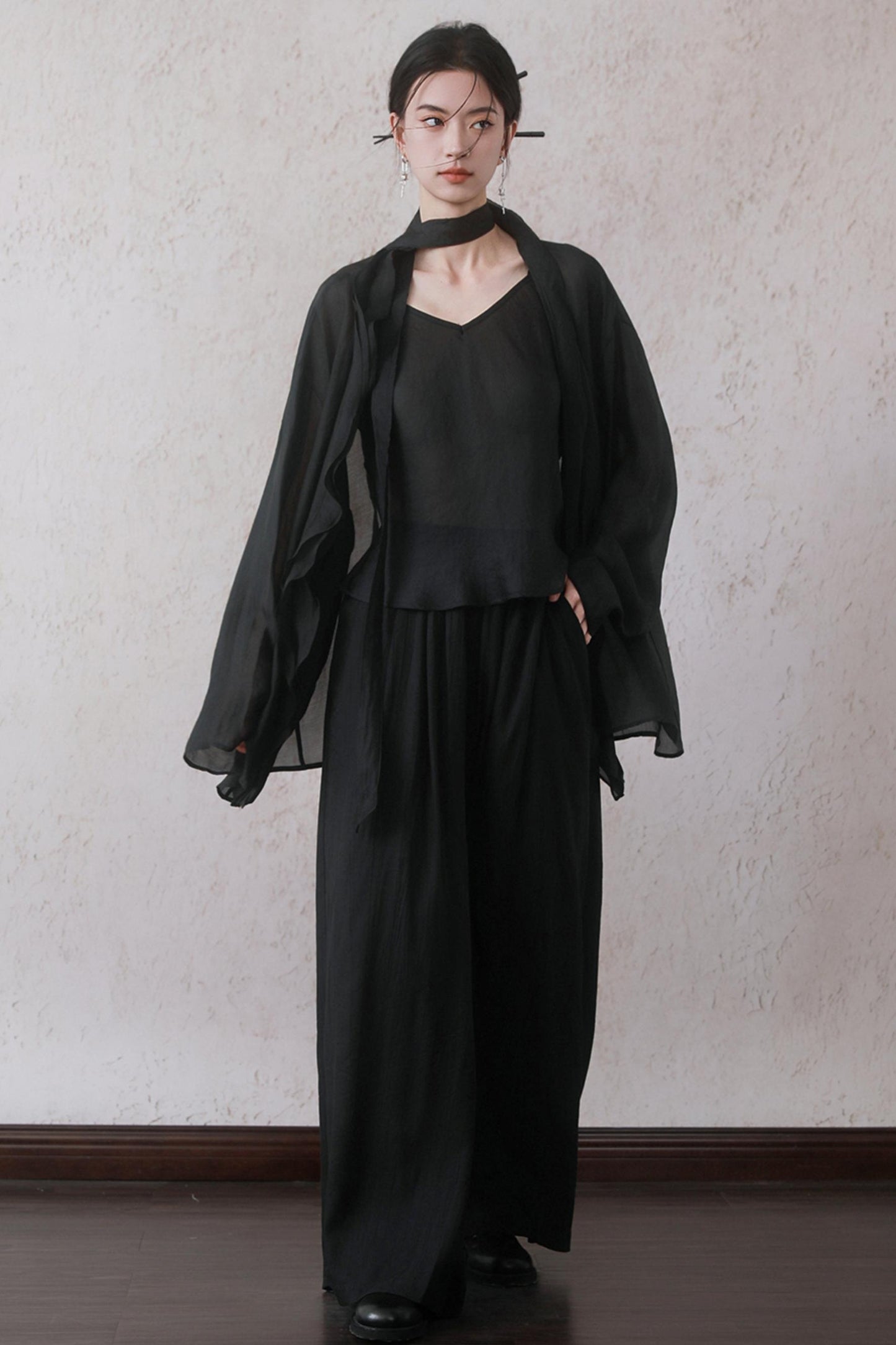 Elegant Sheer Black Two-Piece Set