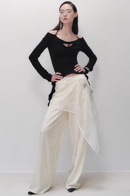 Dreams Weaving Thin One-Shoulder V-Neck T-Shirt