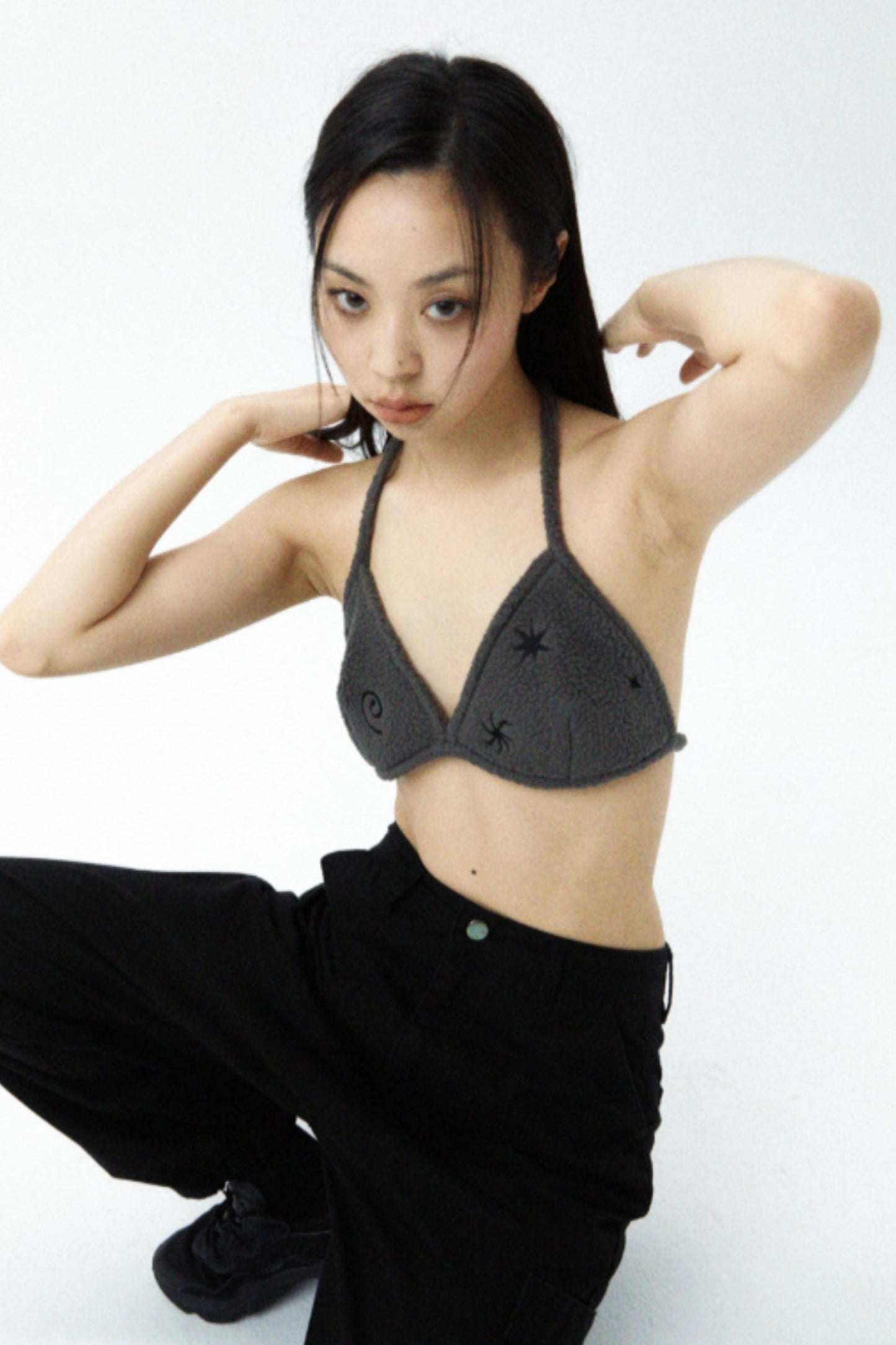 Star-Embroidered Corset Bra