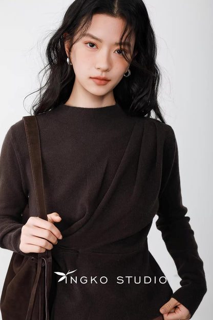 Chestnut Brown Deconstructed Sweater