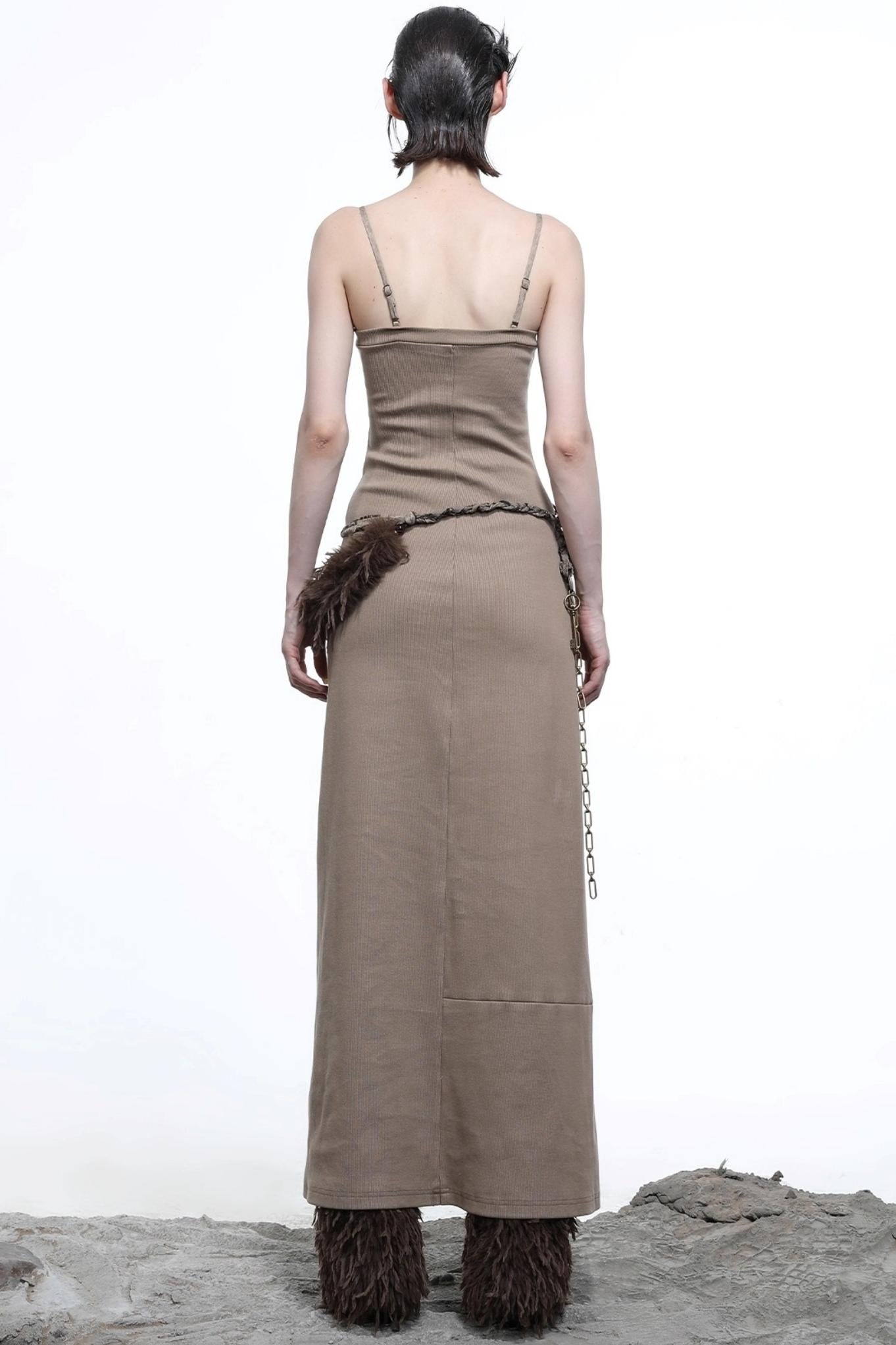 Patchwork Slim Slip Dress