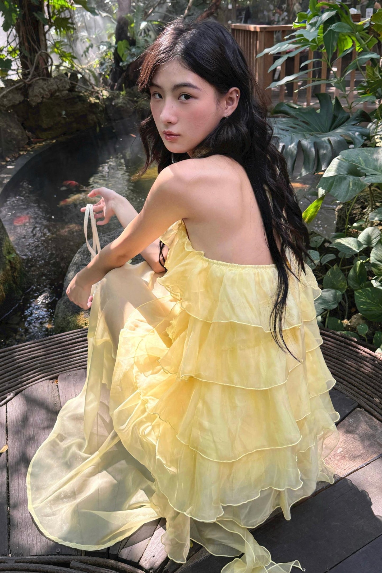 Rose Mesh Fishtail Dress