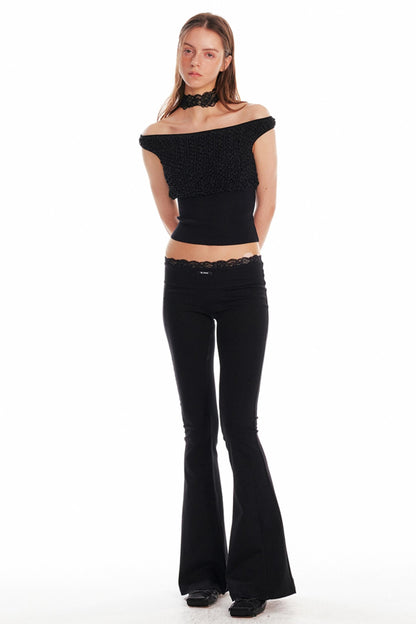 Black Lace Flare Pants