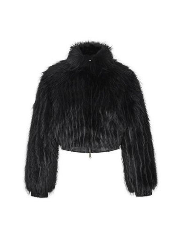 Black Eco Fur Coat