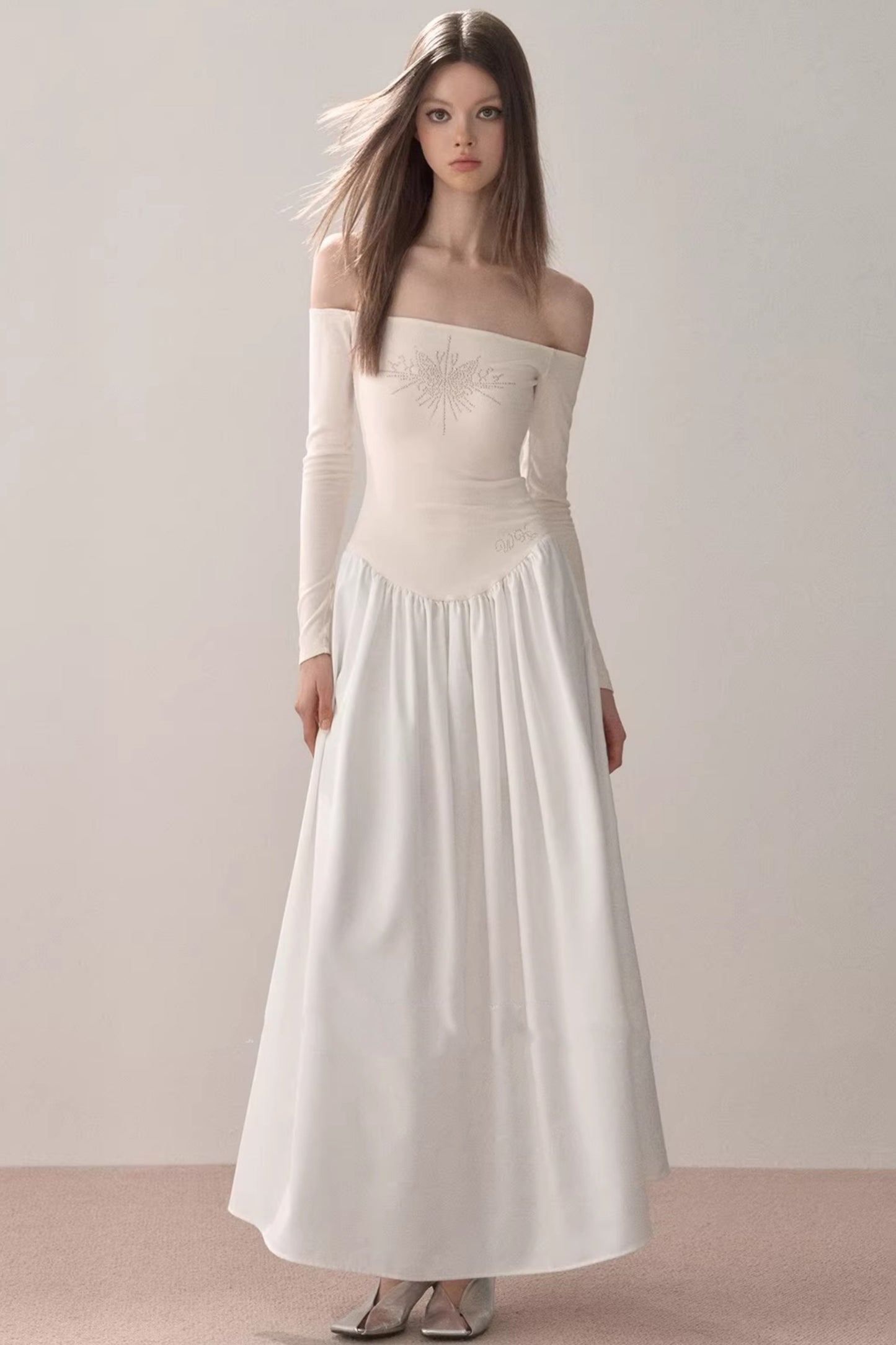 One-Shoulder Rhinestone Dress