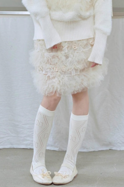 Beige Rose Layered Skirt