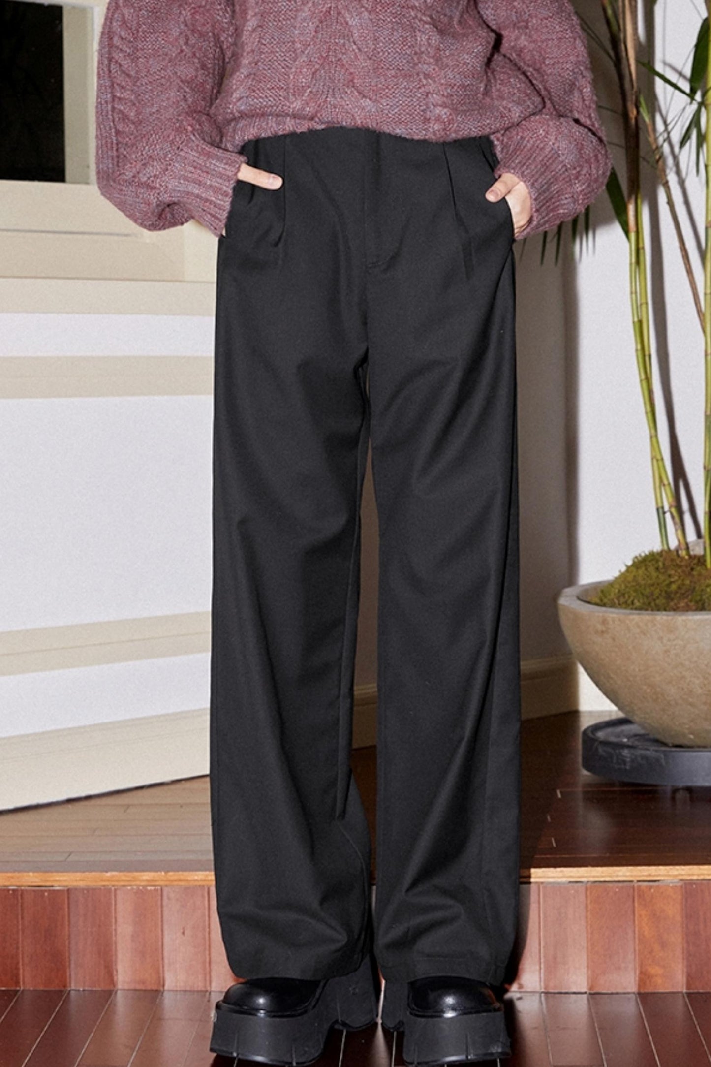 Simple Style Straight-Leg Pants