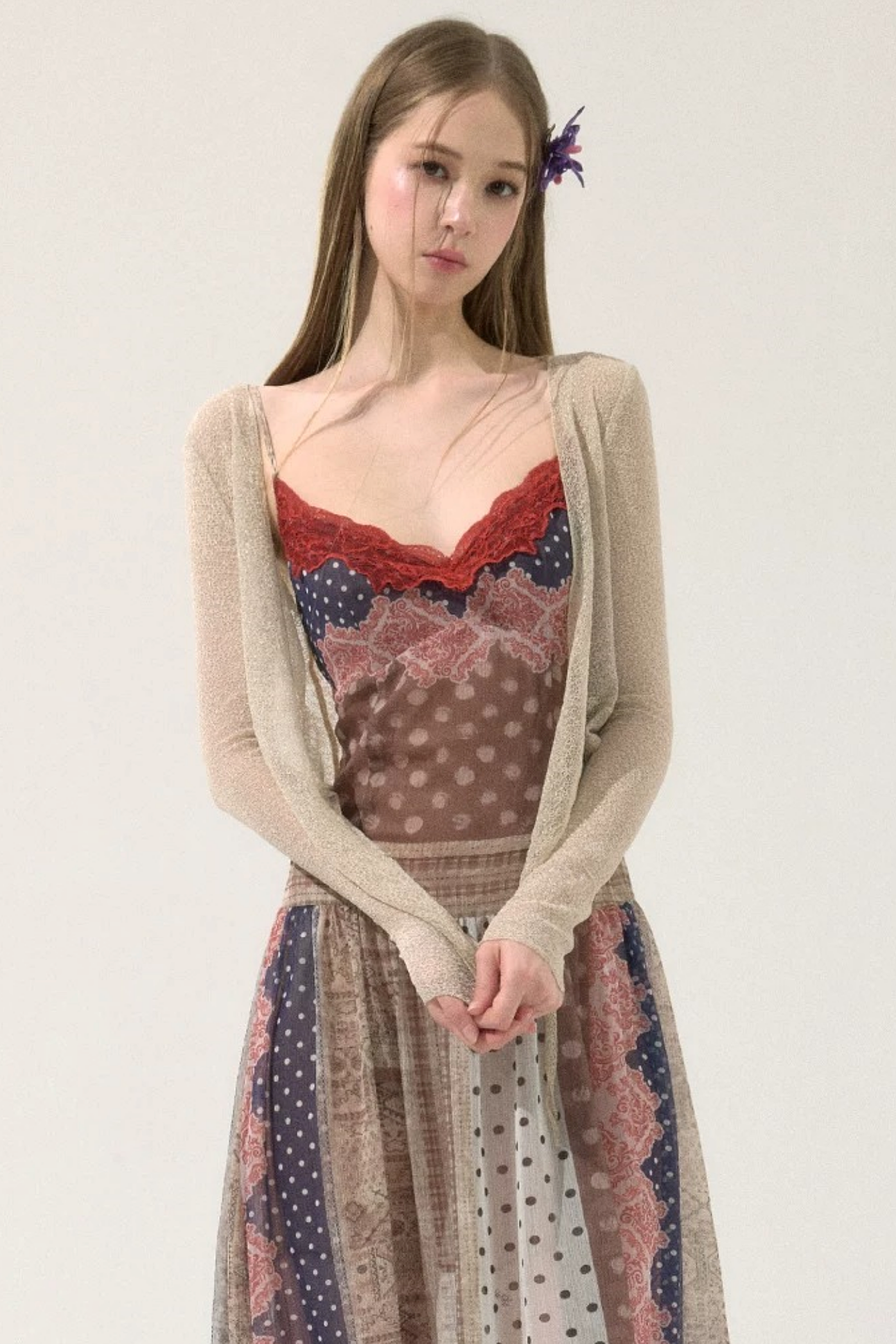 Shiny Silk Sheer Cardigan