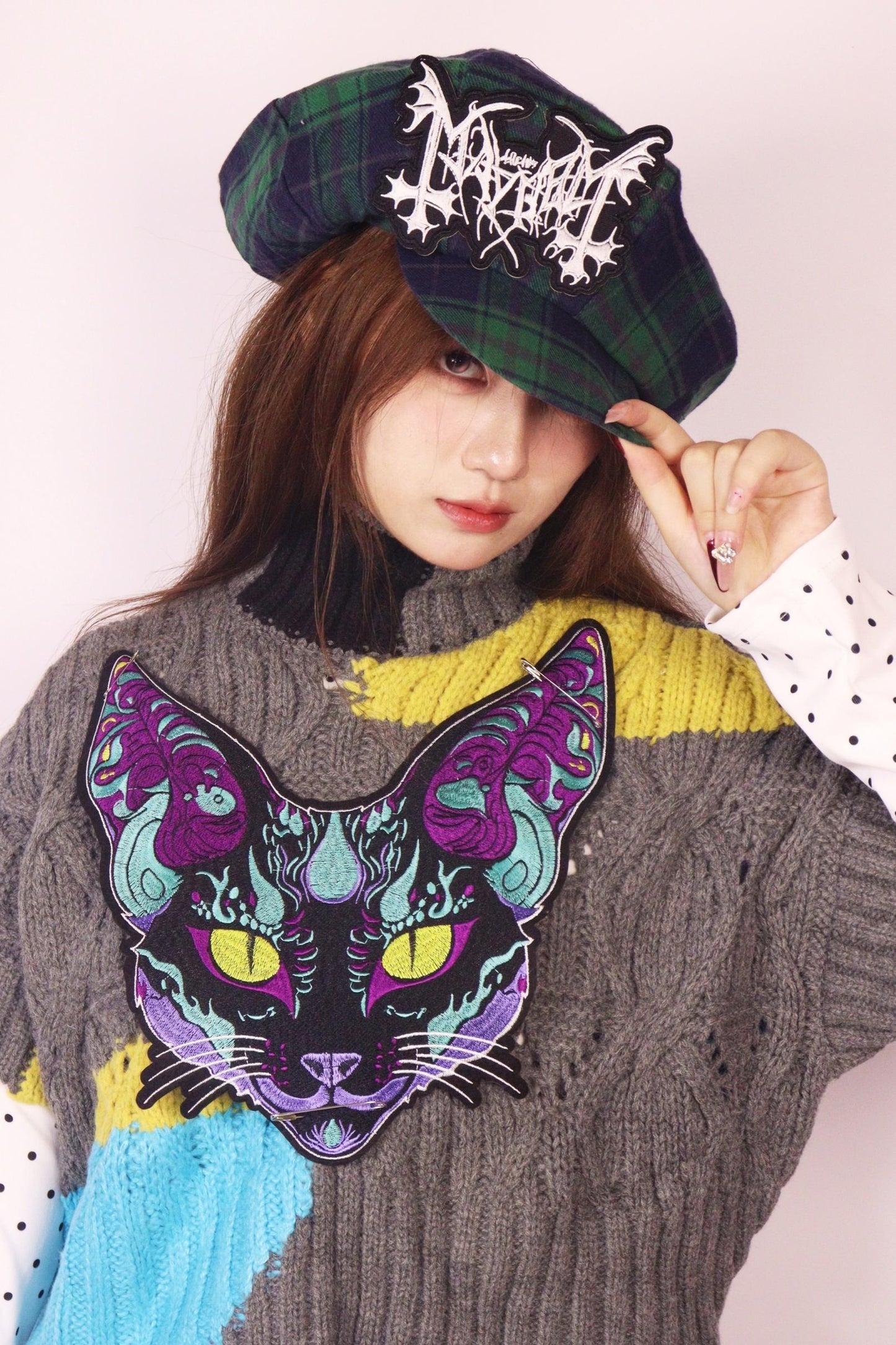 Green Plaid Beret Cap