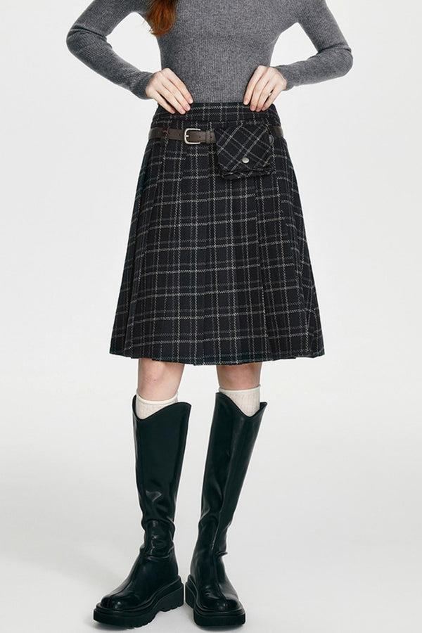 Retro Pleated Midi Skirt