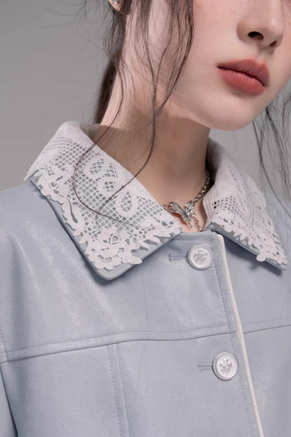 Soft Leather Morning Sky Jacket