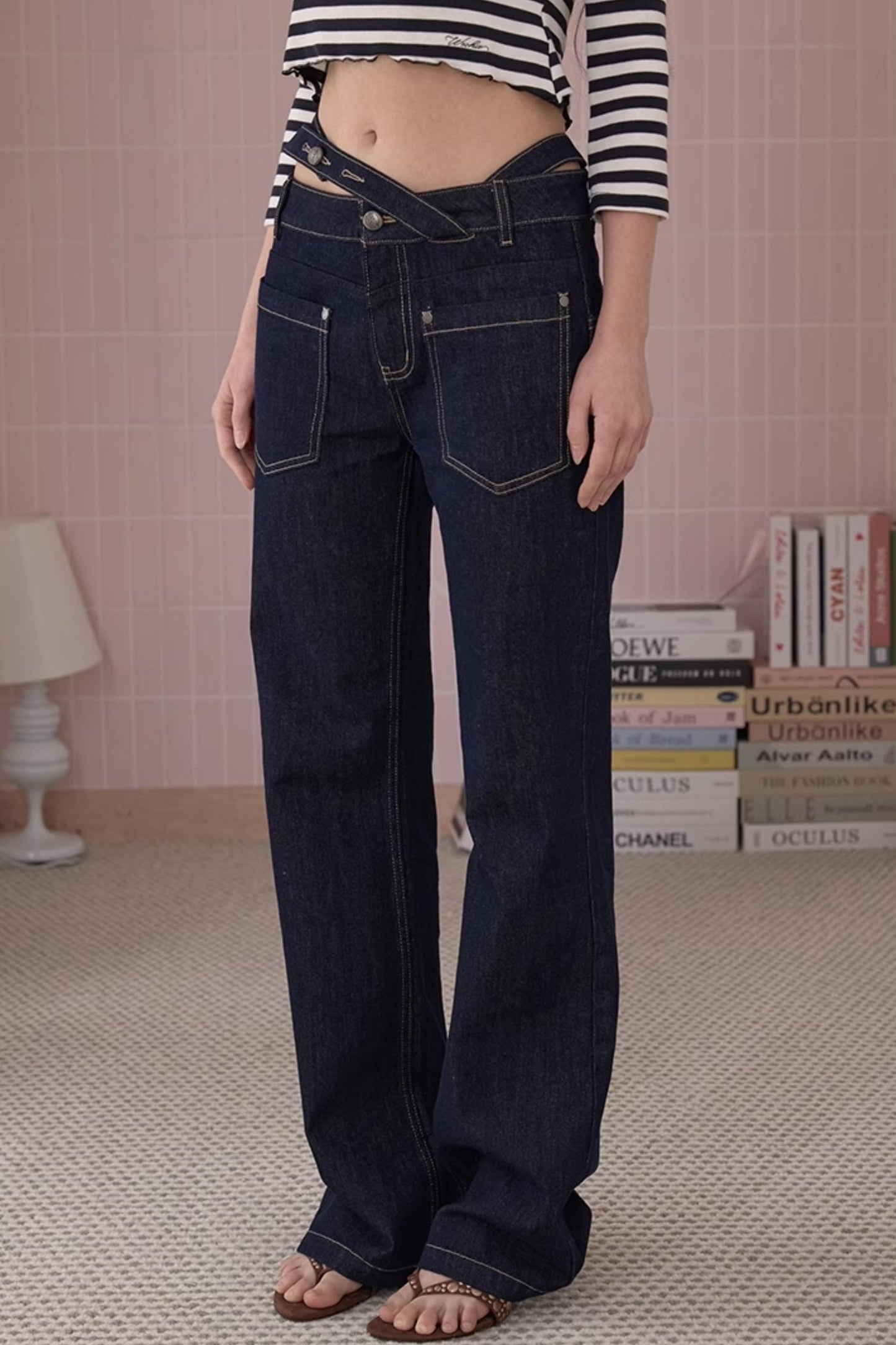 Summer Chic Cross-Waist Jeans