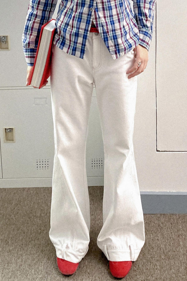 Pink Cotton Straight Jeans