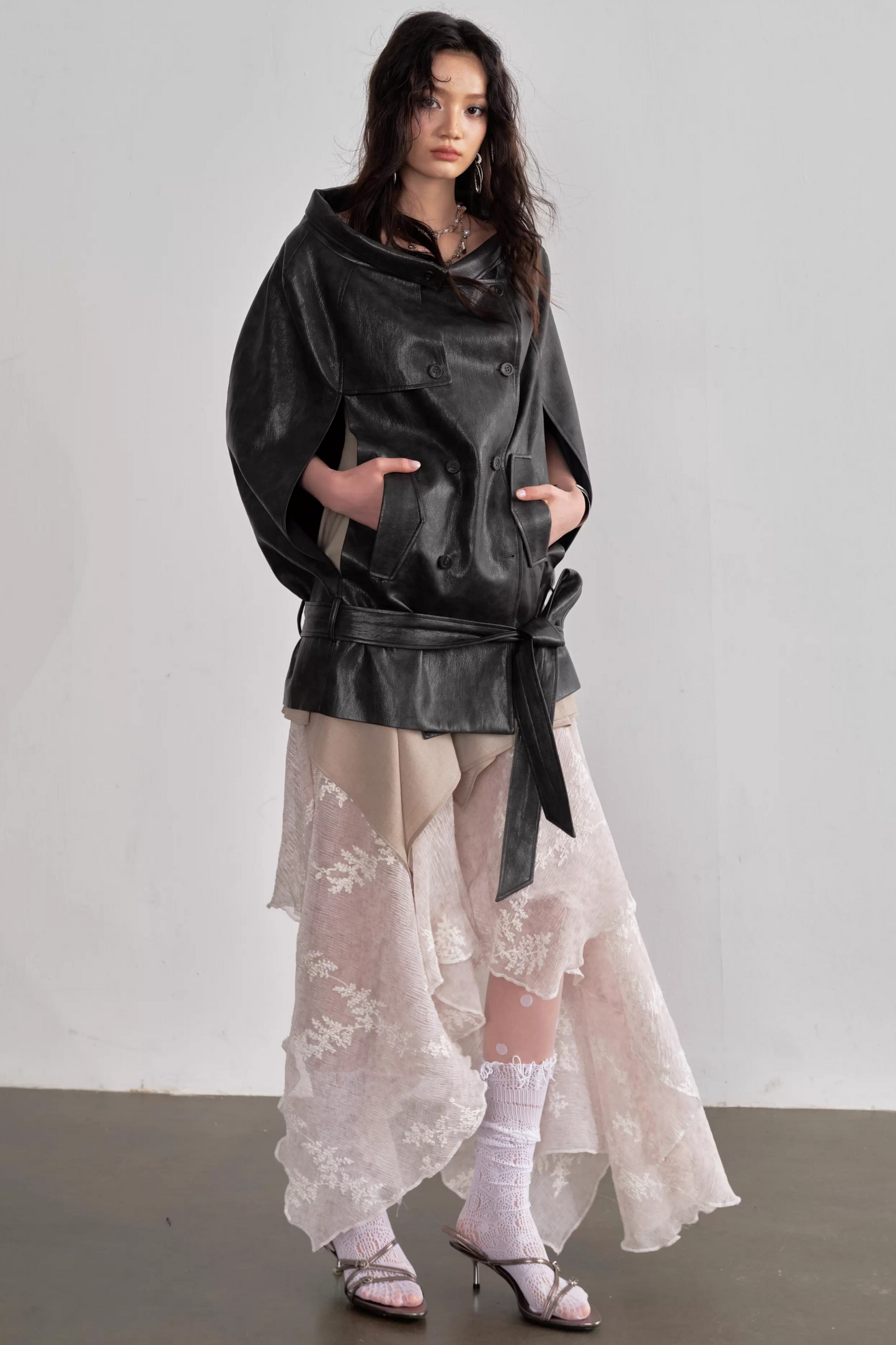 Retro Ebony Brown Cape Coat