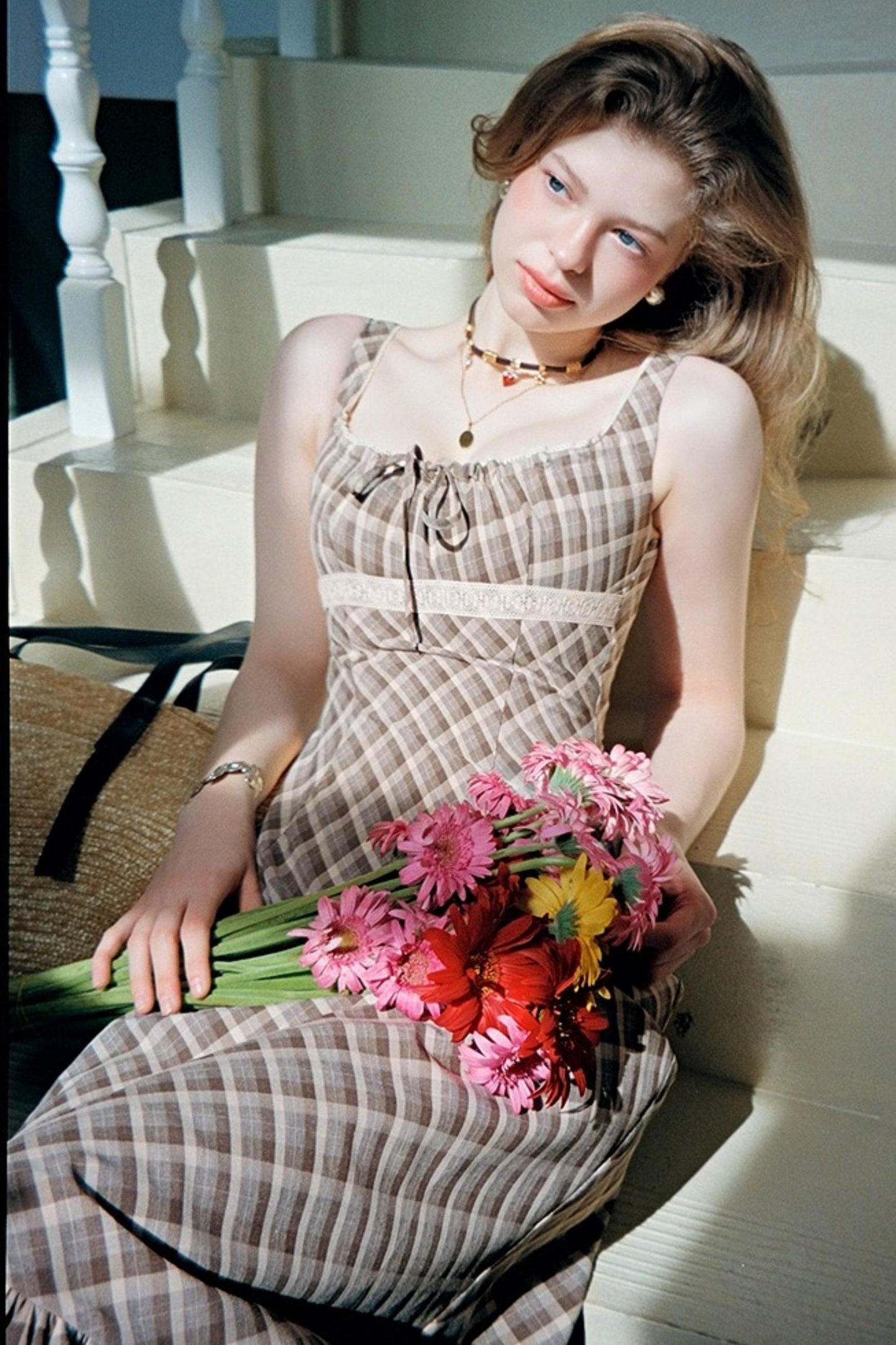 Brown Lace Slip Dress