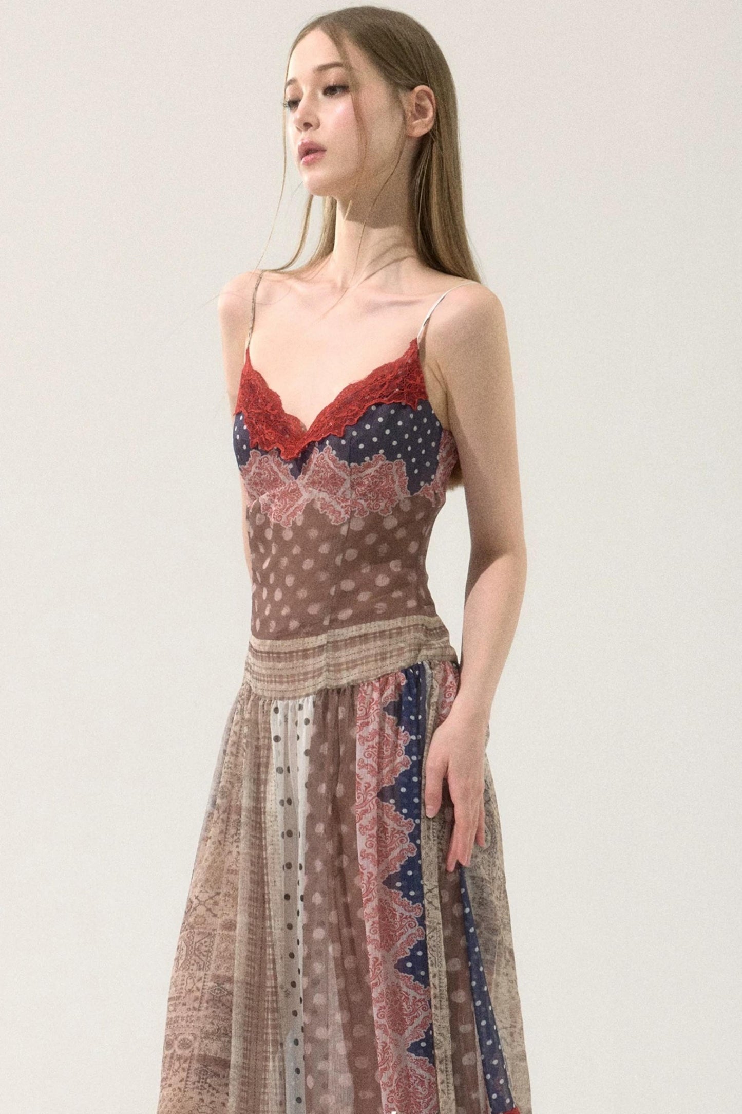 Retro Print Patchwork Dress