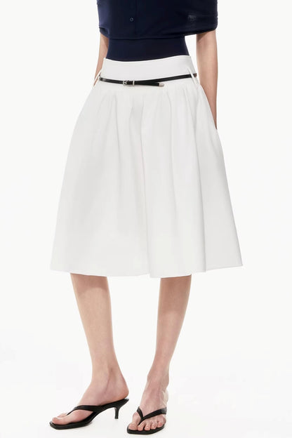 Two-Tone Pleated Puffy Skirt