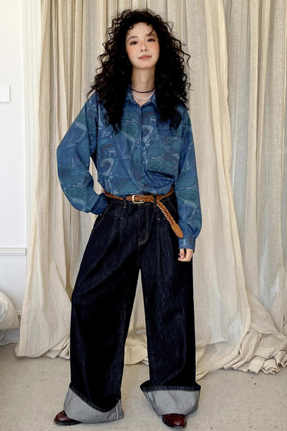 Lazy Breeze Wide-leg Denim Trousers