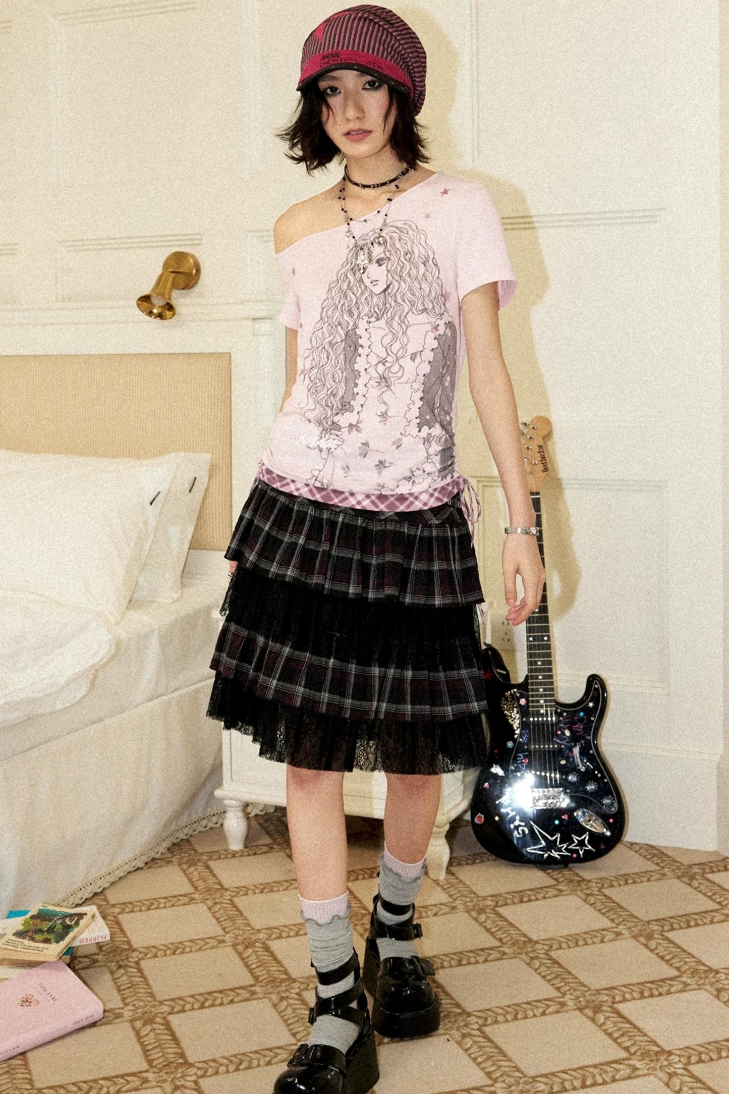 Plaid Asymmetrical Blouse