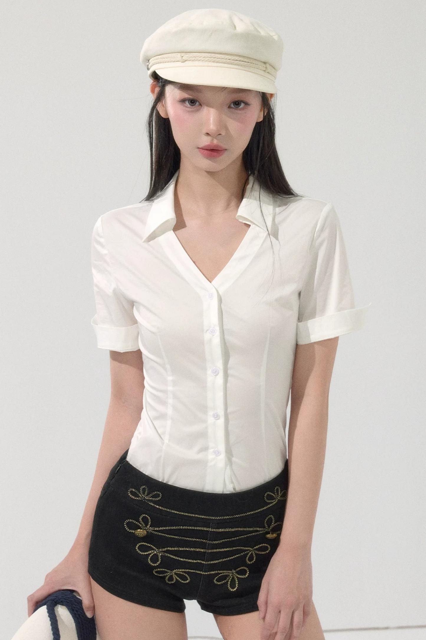 Waist-Slimming V-Neck Blouse