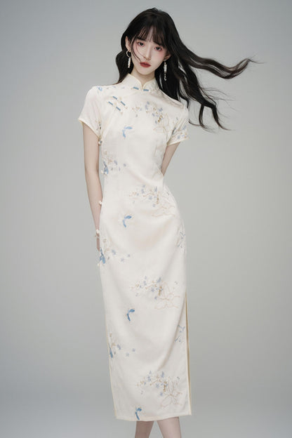 Chinese Style Embroidered Short Sleeve Dress