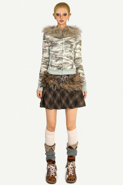 American Retro Plaid Pleated Skirt