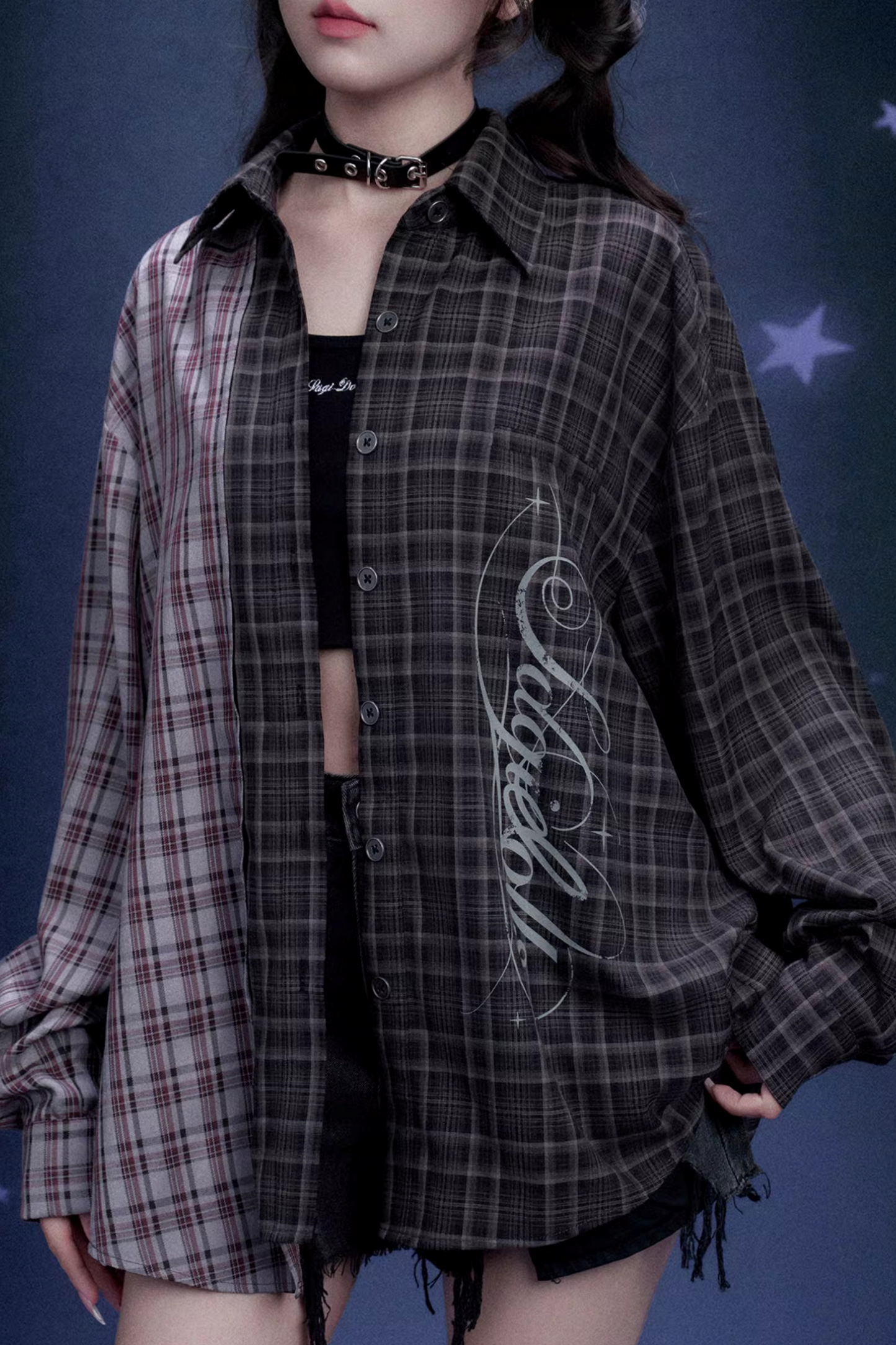 Karo Asymmetrische Patchwork-Jacke