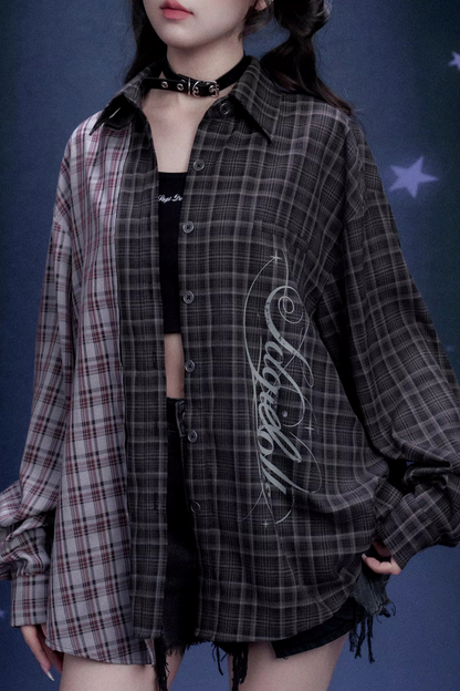 Karo Asymmetrische Patchwork-Jacke