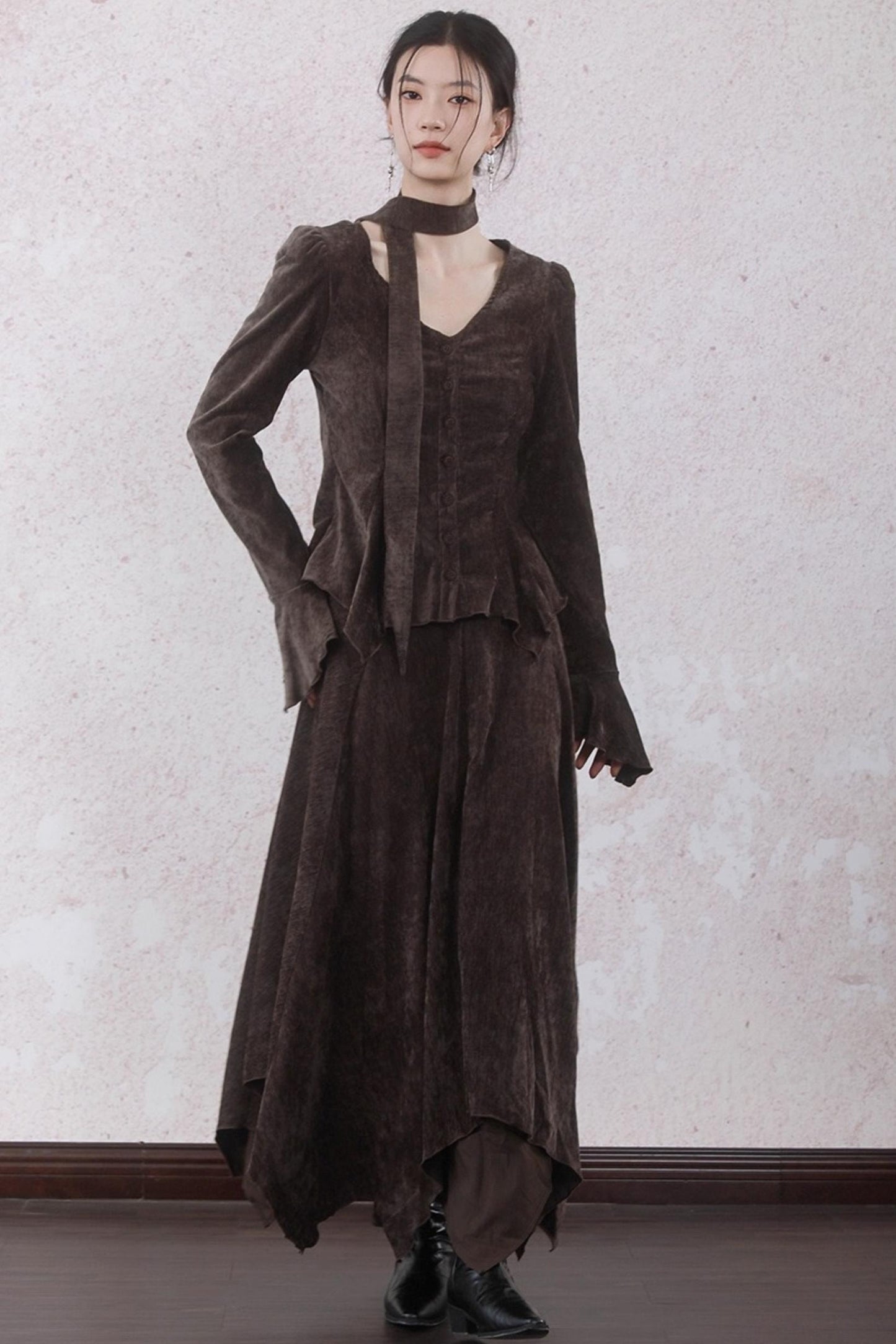 Winter Velvet Top Skirt Set-Up