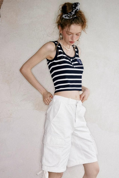 White Drawstring Utility Pants