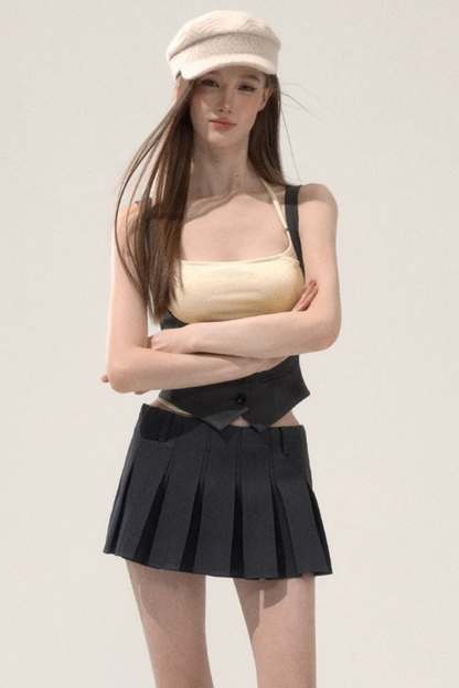 Pleated Low Waist Skirt