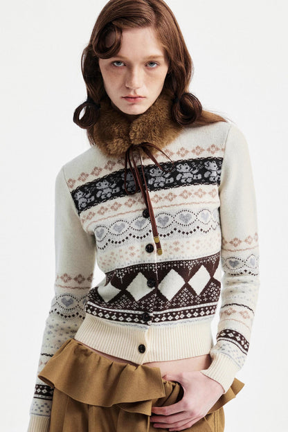 Lace-Up Fur Collar Scarf