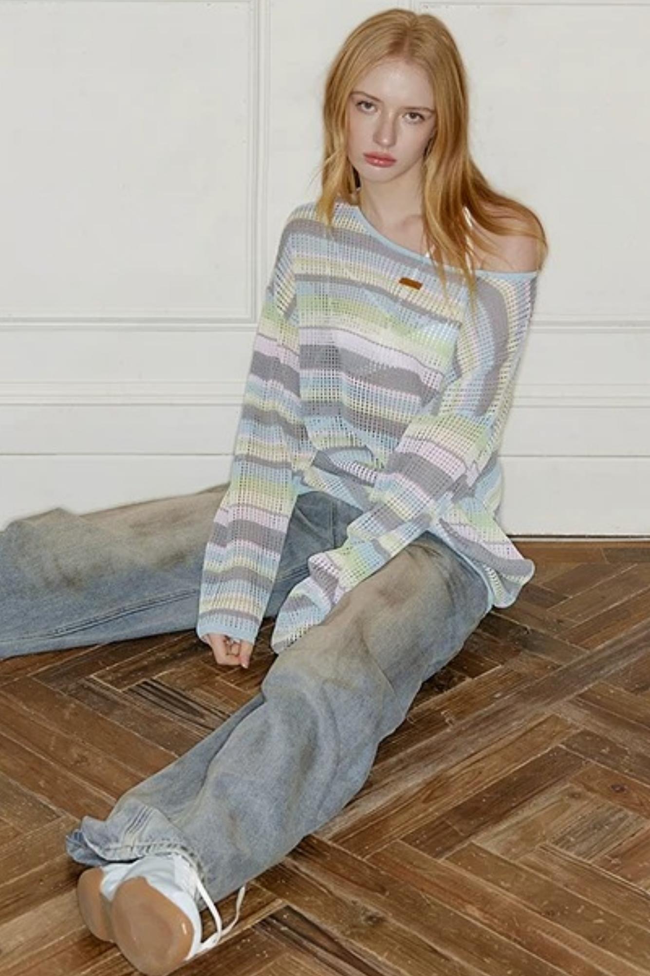 Rainbow Waves Knit Sweater