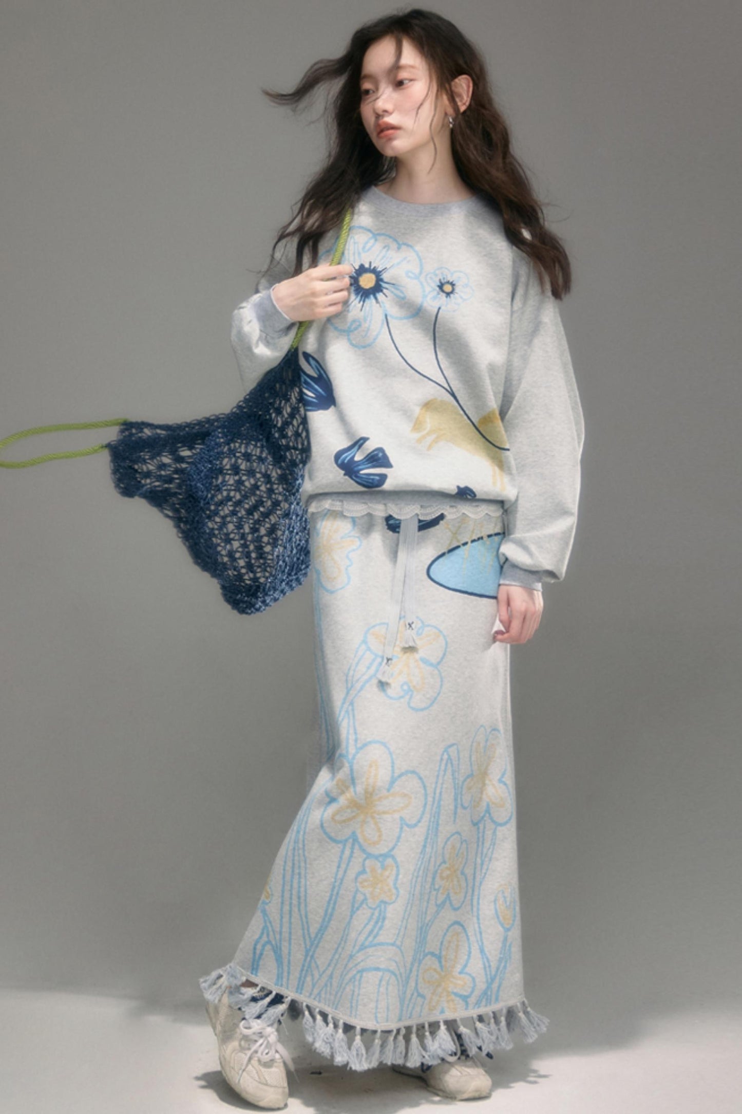 Flying Bird Print Skirt