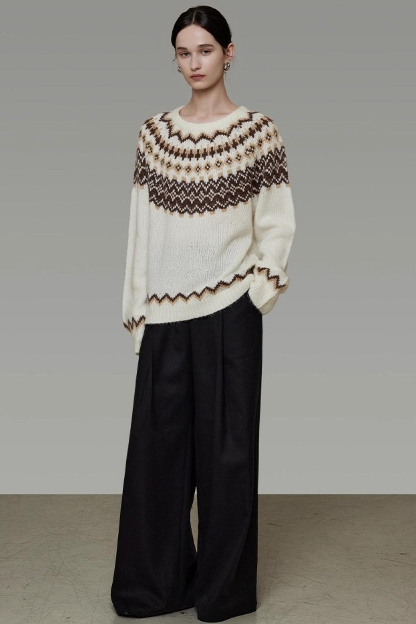 Retro Color-Block Jacquard Sweater