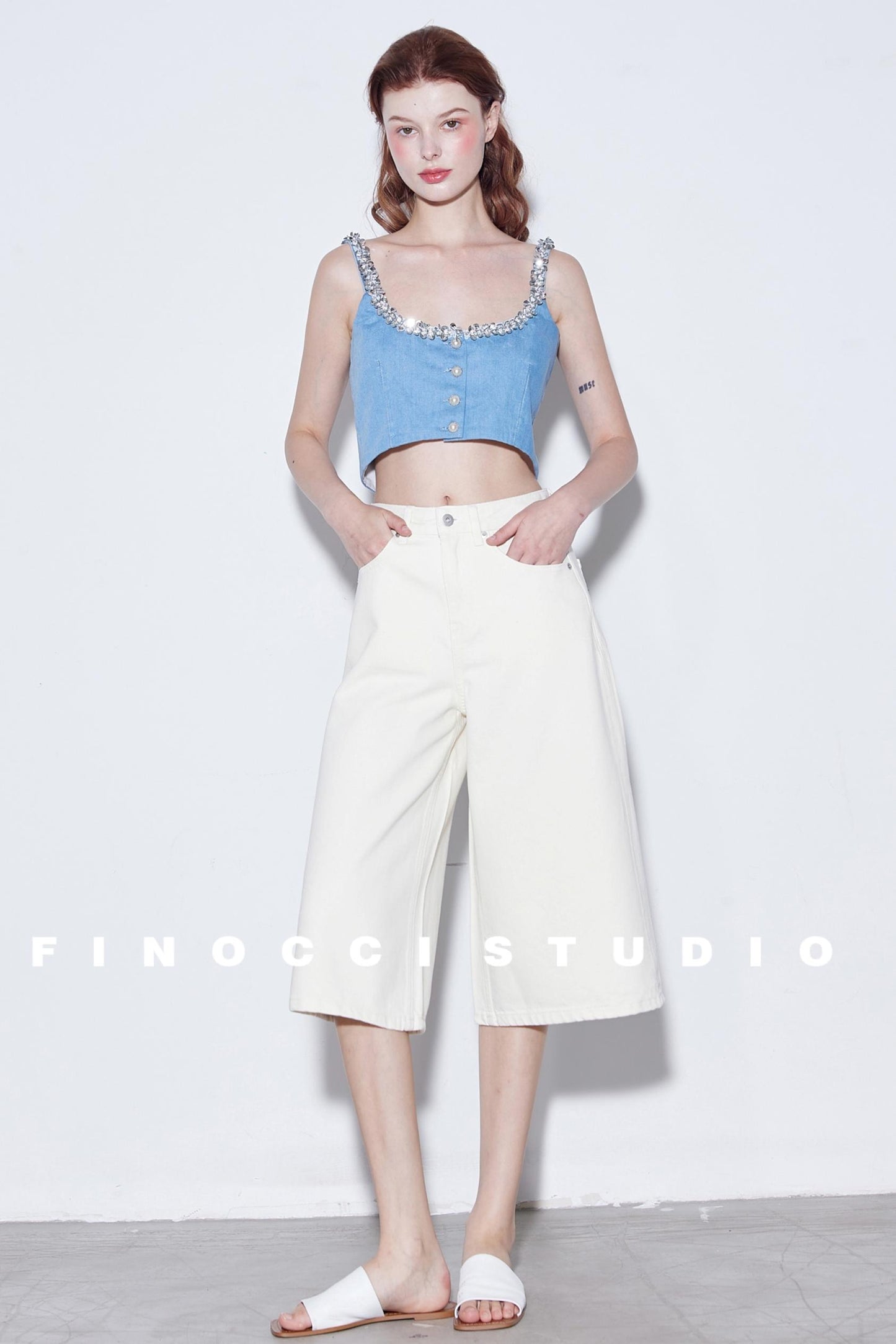 Relaxed Cotton Wide-Leg Denim Shorts