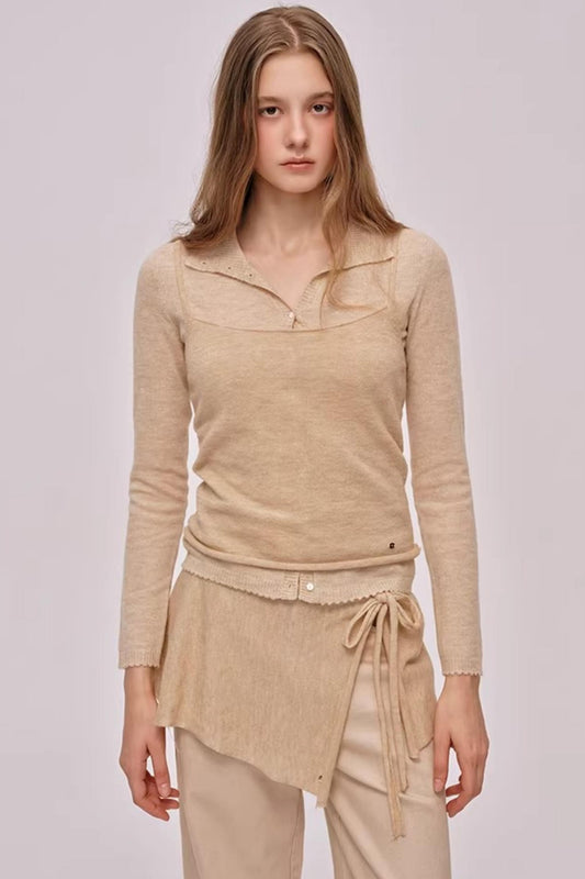 Holiday Doll Collar Knitted Cardigan Matching Set