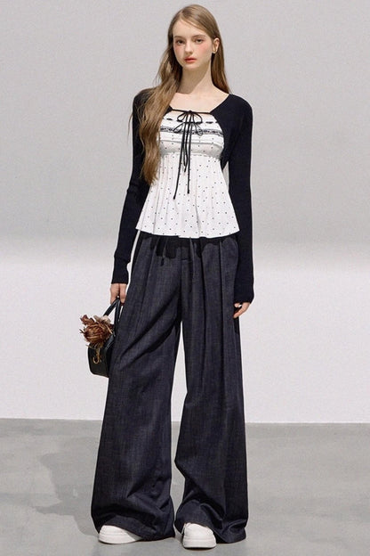 Lace Bow Polka Dot Top Set-Up