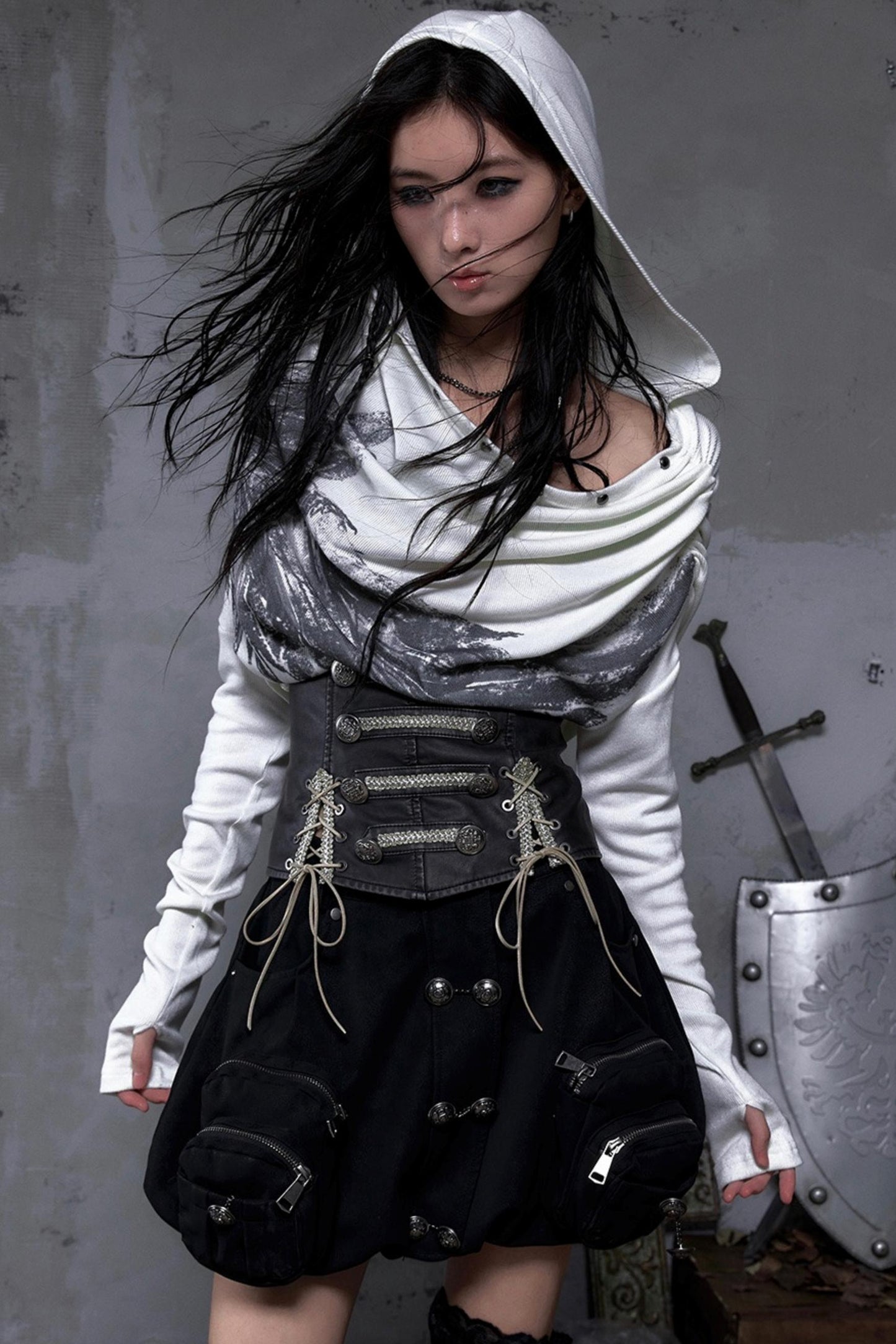 Wasteland Swing Collar Knitted Tops