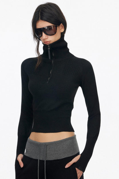 Half-High Collar Knit Top
