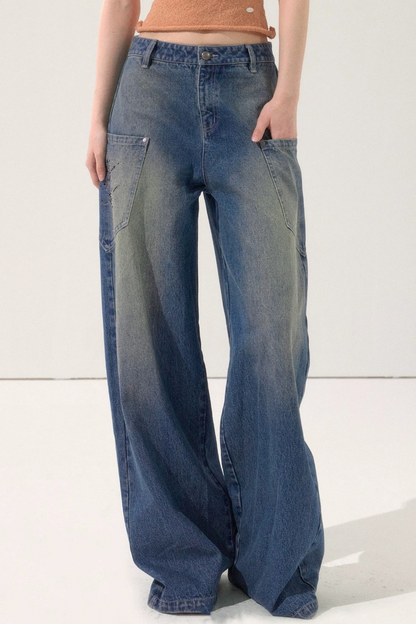 Rhinestone Retro Wide-Leg Jeans