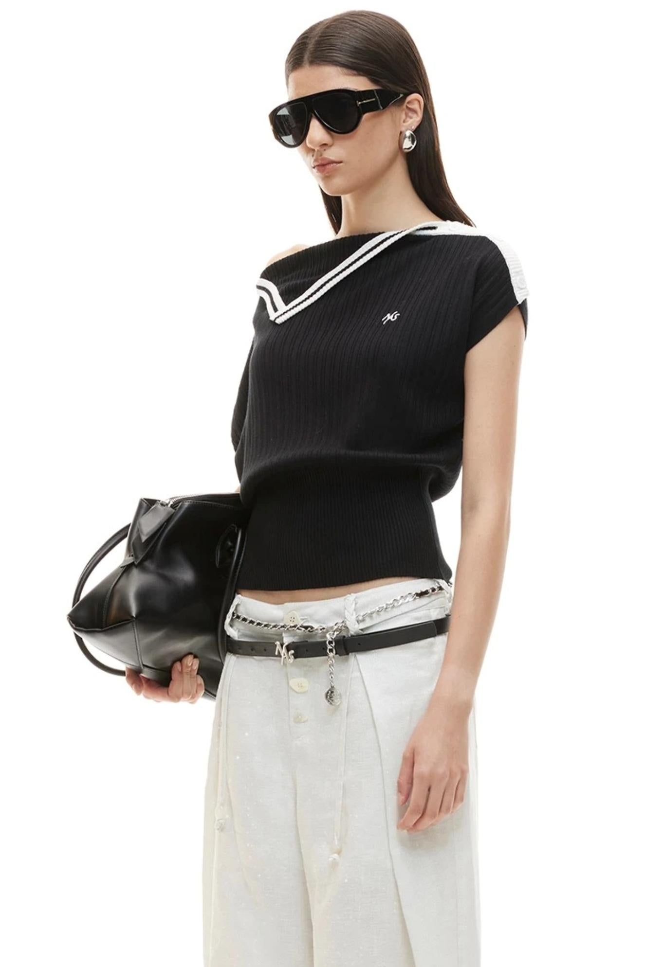 Acetate Wool Asymmetrical Top