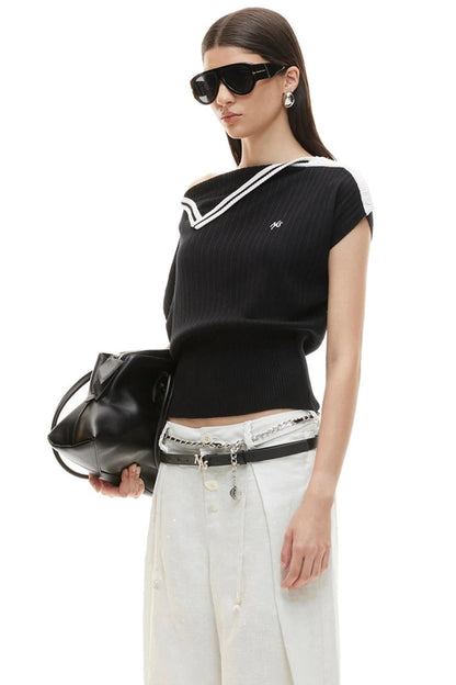 Acetate Wool Asymmetrical Top
