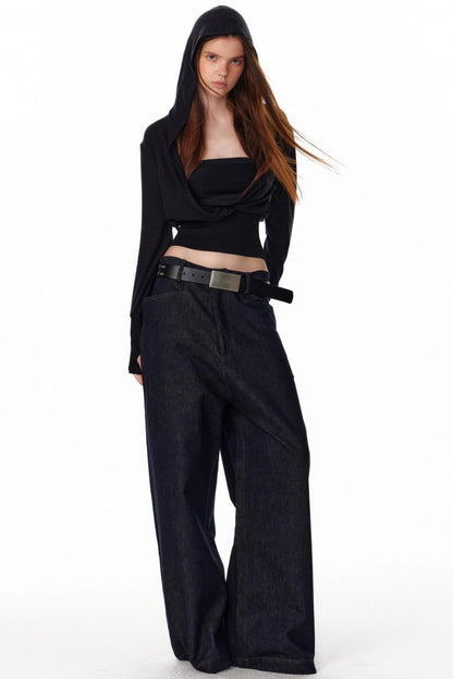 Vintage Wide Leg Denim Trousers