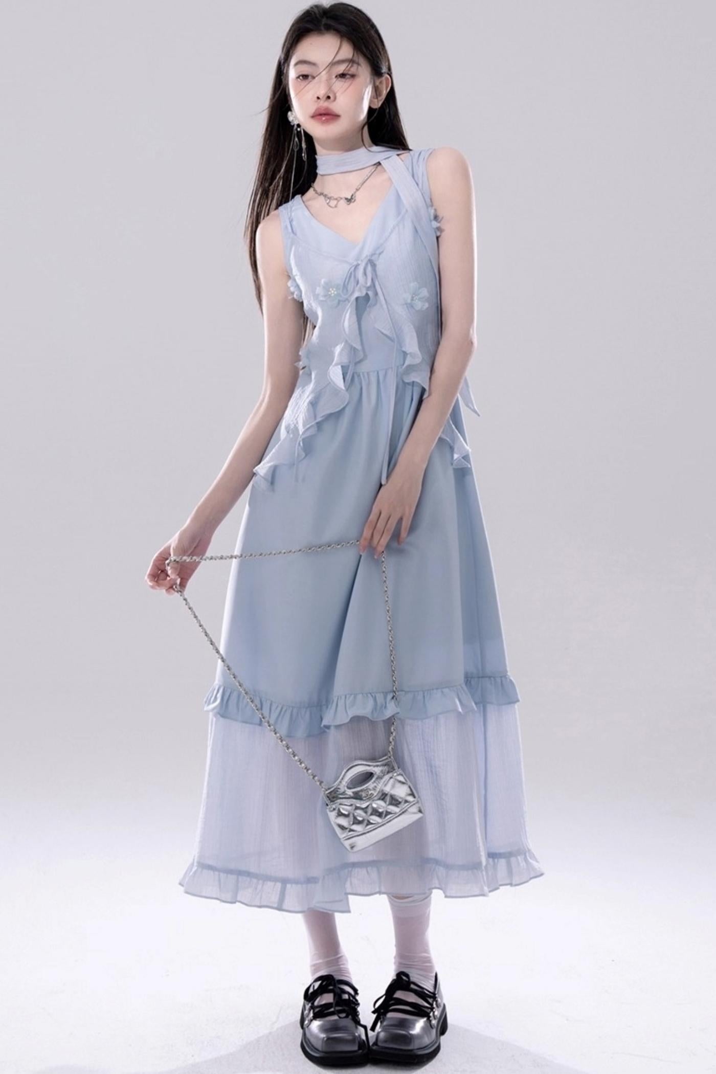 Floral Embroidered Cardigan Dress Set