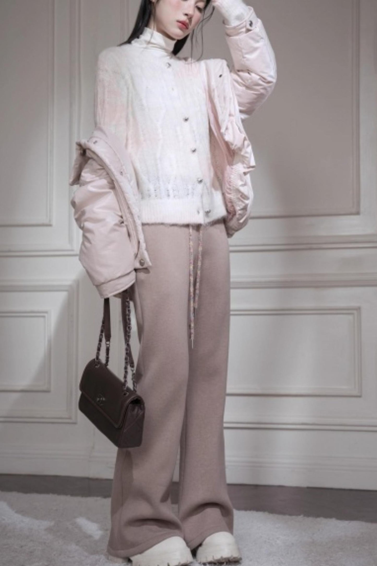 Wool Silk Flared Pants