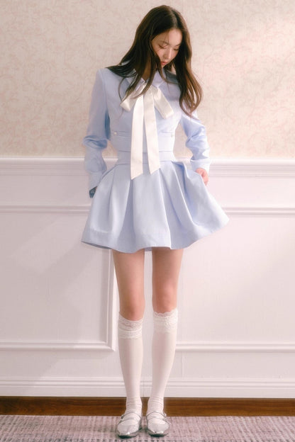 Korean Style Lace-Up Puffy Skirt Set-Up